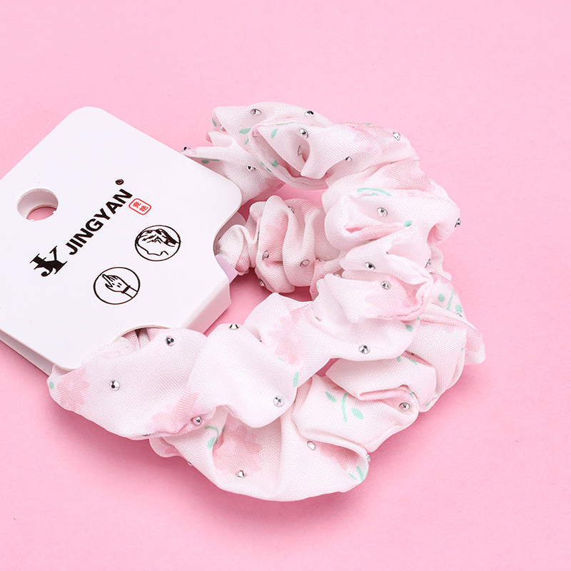 Boxed Two Rhinestone Printed Fabric Hair Rings
