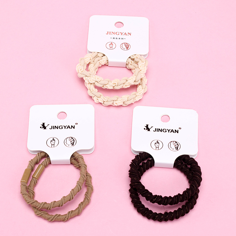 Boxed Two Milk Braided Elastic Hair Bands