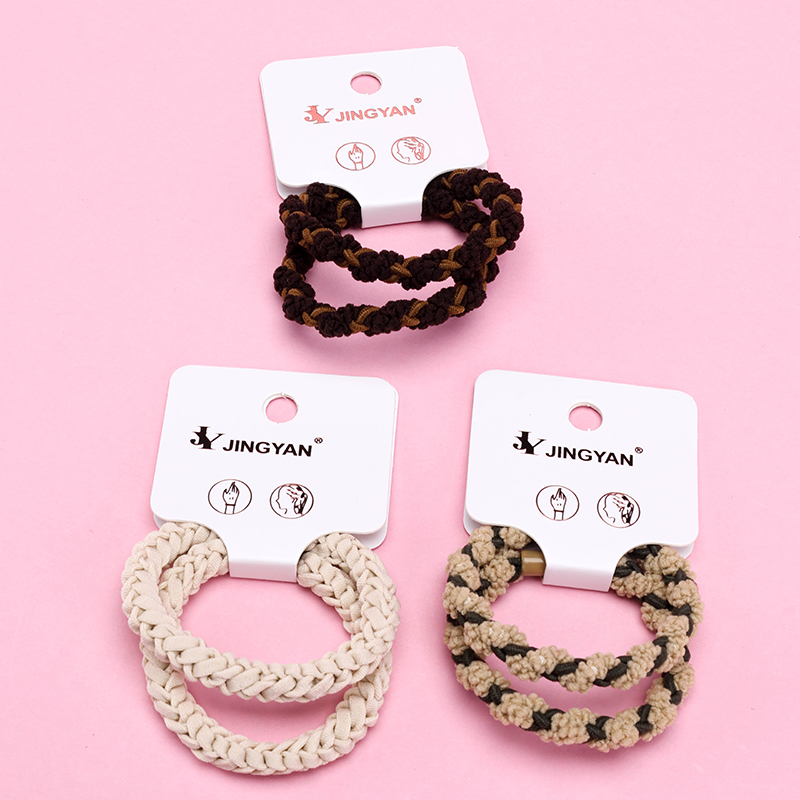 Boxed Two Cream Woven Elastic Hair Bands
