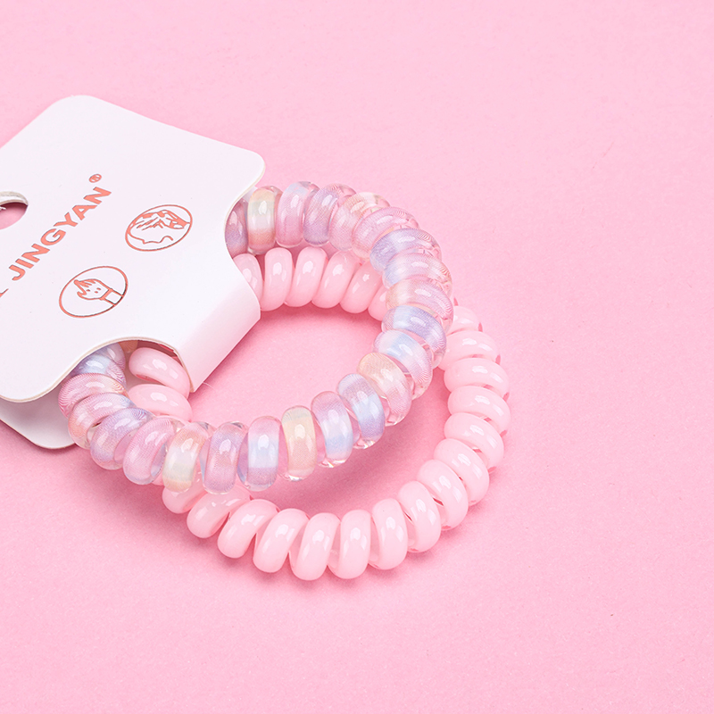 Boxed Candy Color Printed Spiral Hair Tie