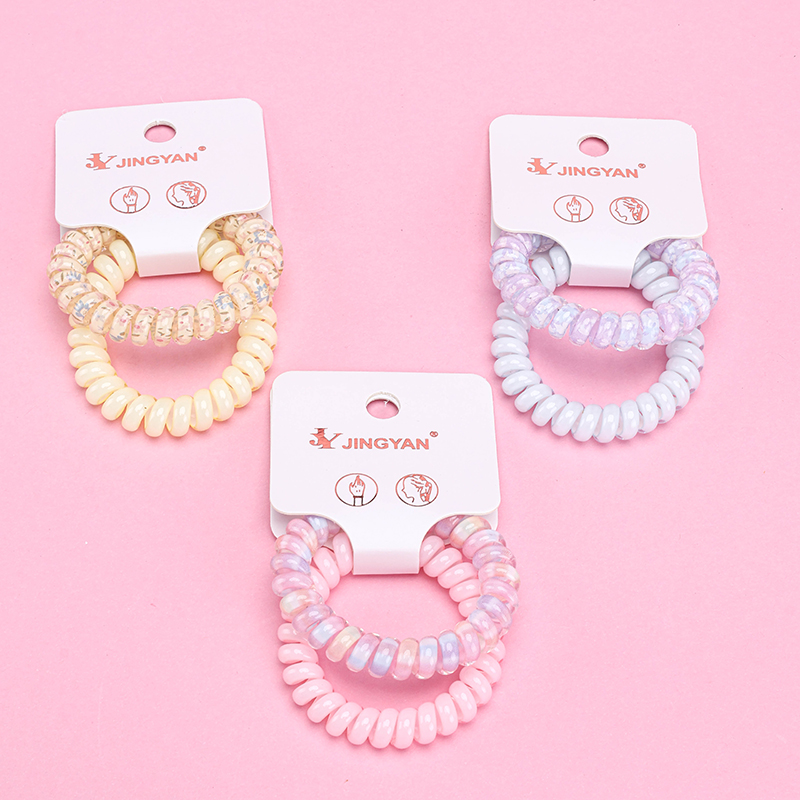 Boxed Candy Color Printed Spiral Hair Tie
