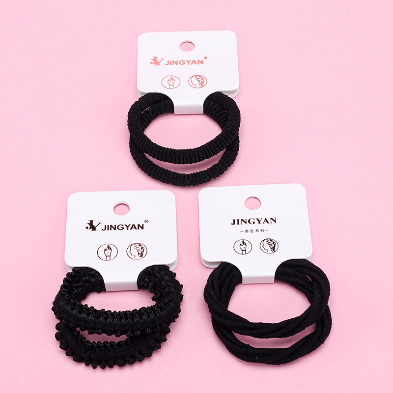 Boxed Two Black Braided Elastic Hair Bands