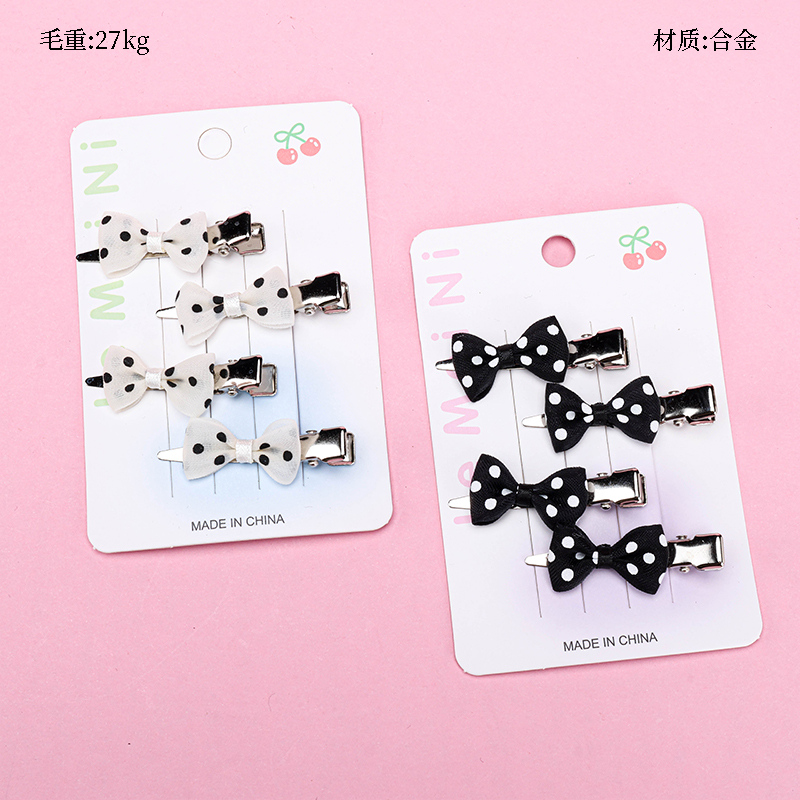 Black White Bow Duckbill Clip