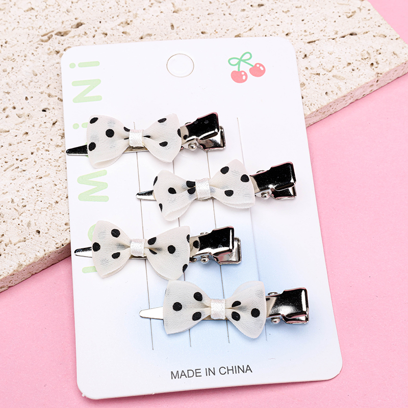 Black White Bow Duckbill Clip