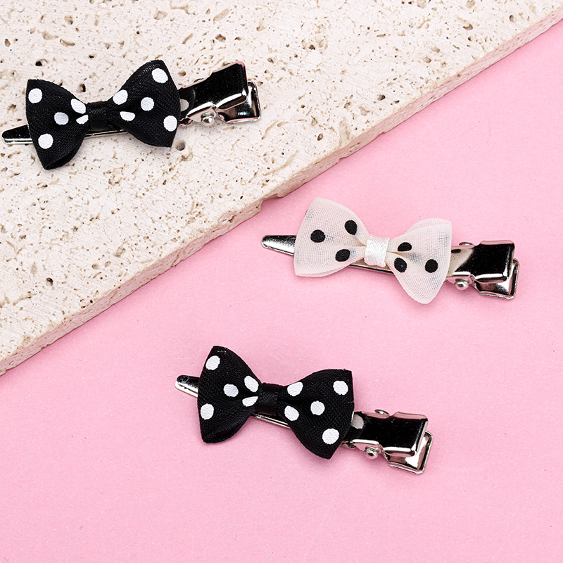 Black White Bow Duckbill Clip