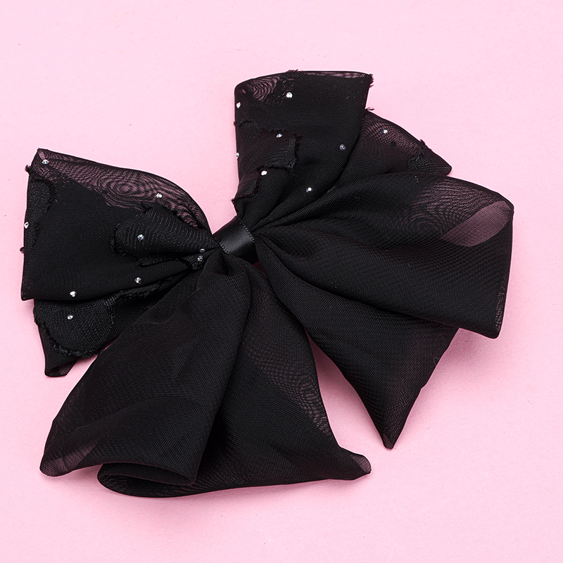 Bagged Dual Rhinestone Bow Duckbill Hair Clip Alloy Polyester 4011200392