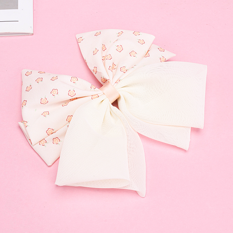 Bagged Dual Fresh Floral Bow Duckbill Hair Clip Alloy Polyester 4011200394