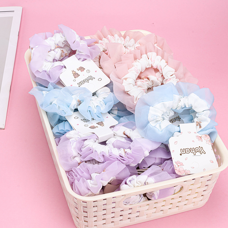 Basket Small Fresh Gauze Lace Fabric Hair Scrunchie 4012101895