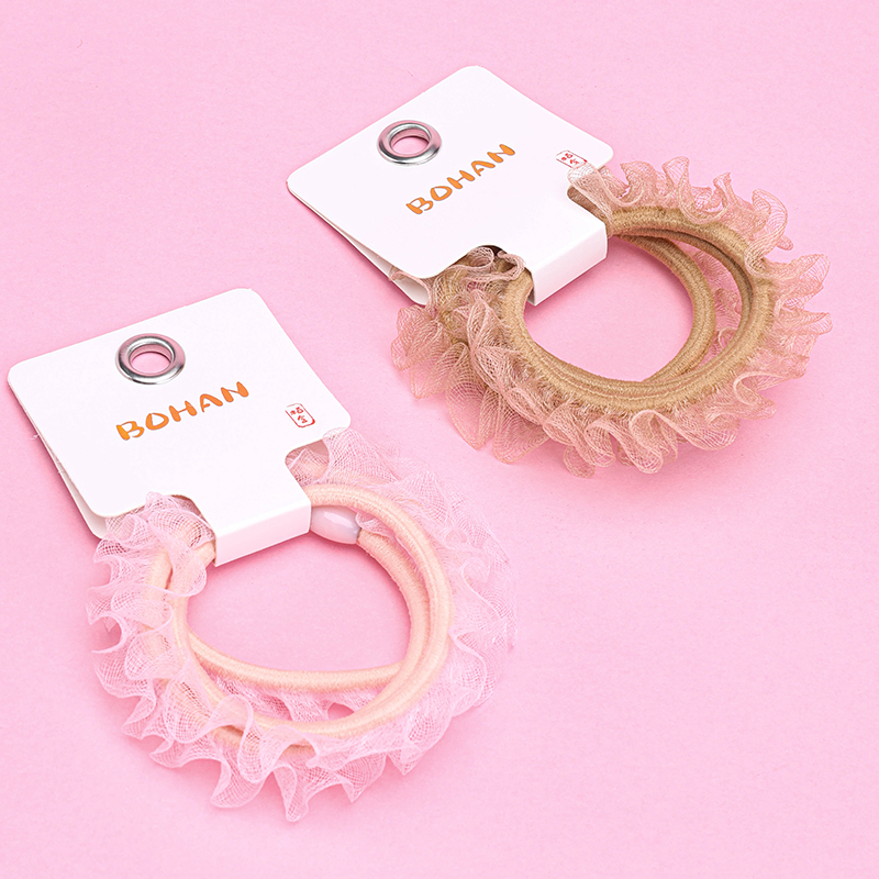 Three Colored Yarn-Edge Rubber Hair Bands