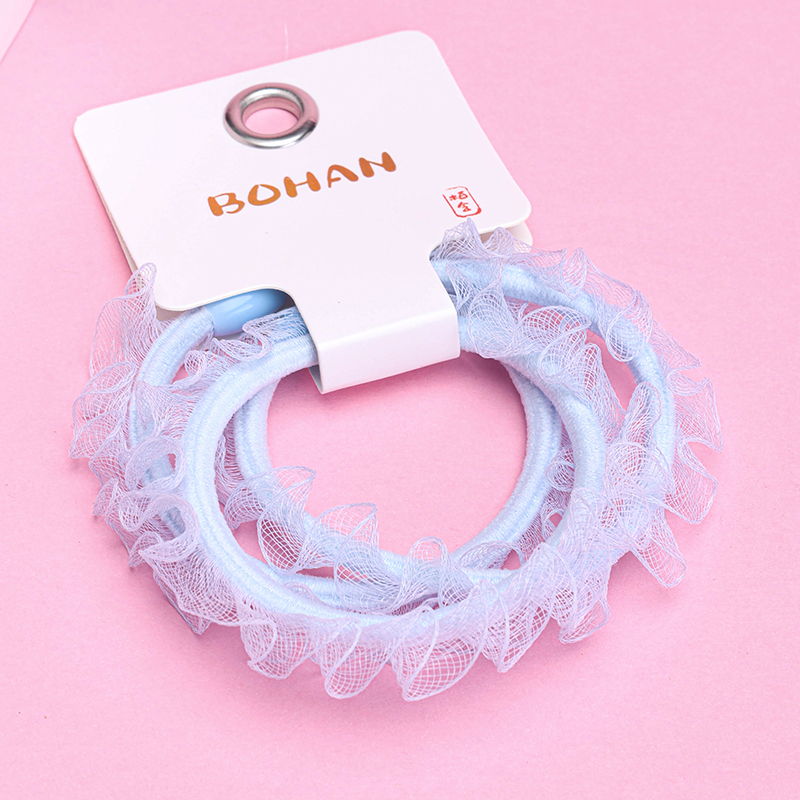 Three Colored Yarn-Edge Rubber Hair Bands