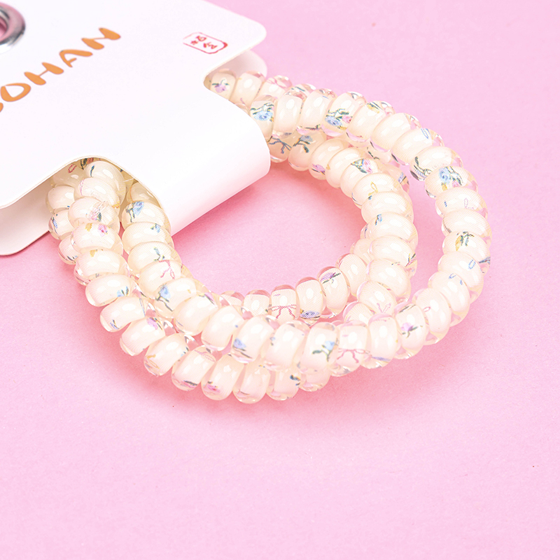 Three Color Printed Telephone Hair Ties Small