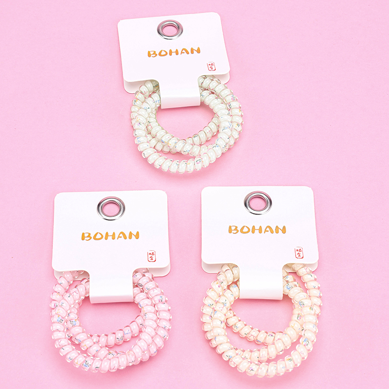 Three Color Printed Telephone Hair Ties Small