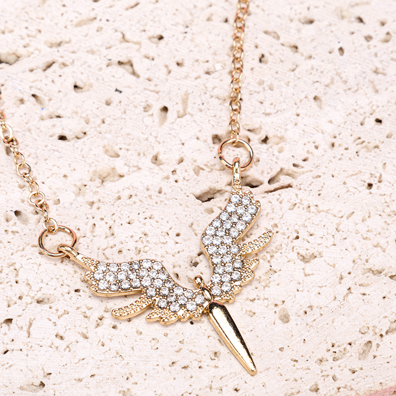 Rhinestone Angel Wing Necklace
