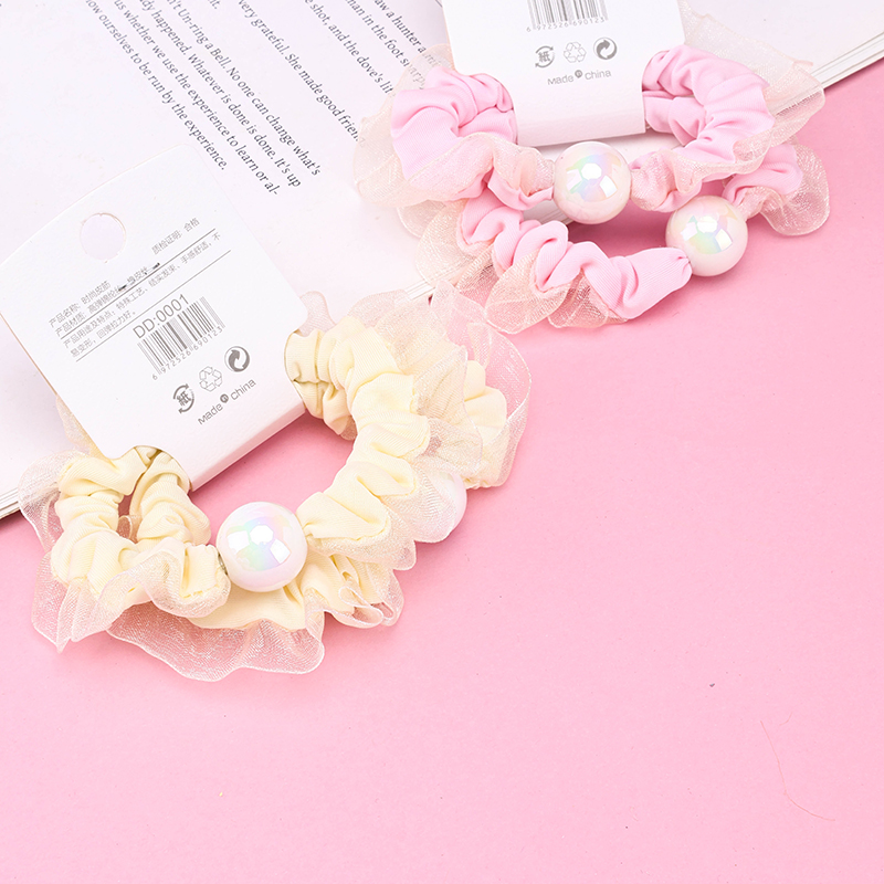 Mermaid Yarn Edge Round Bead Cloth Hair Ring