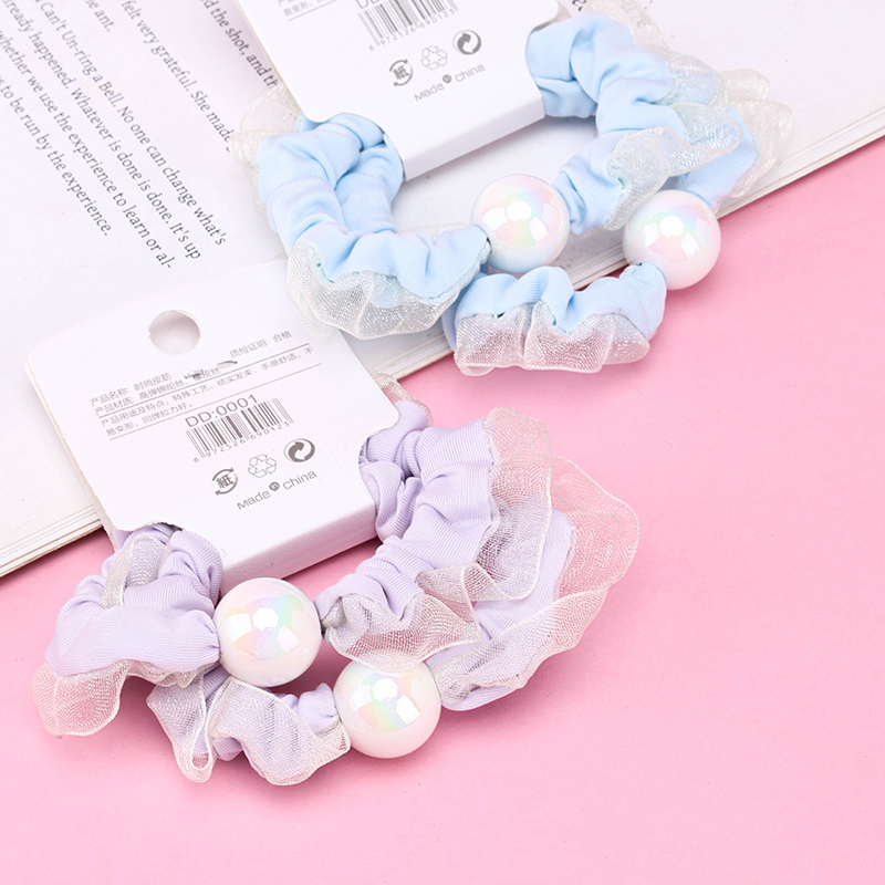Mermaid Yarn Edge Round Bead Cloth Hair Ring