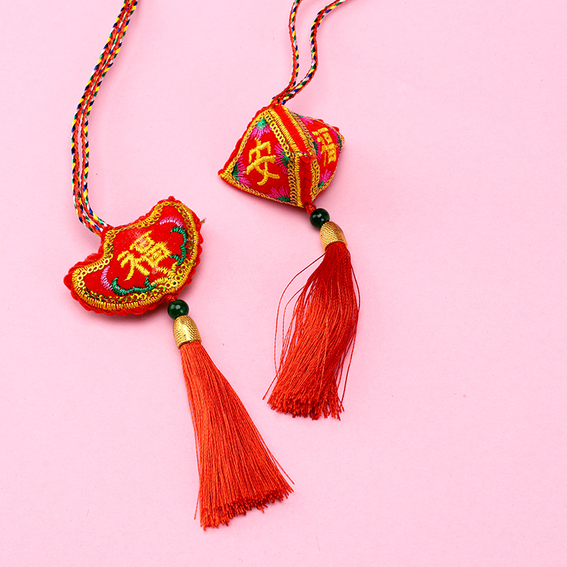 Embroidered Tassel Sachet Long Cord Charm