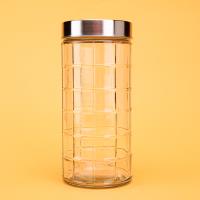 16113 steel lid checkered glass jar (840ml)