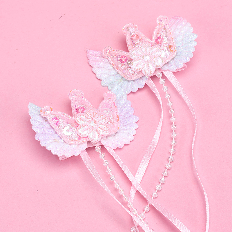 Crown Pearl Ribbon Duckbill Hair Clip