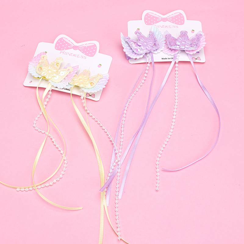 Crown Pearl Ribbon Duckbill Hair Clip