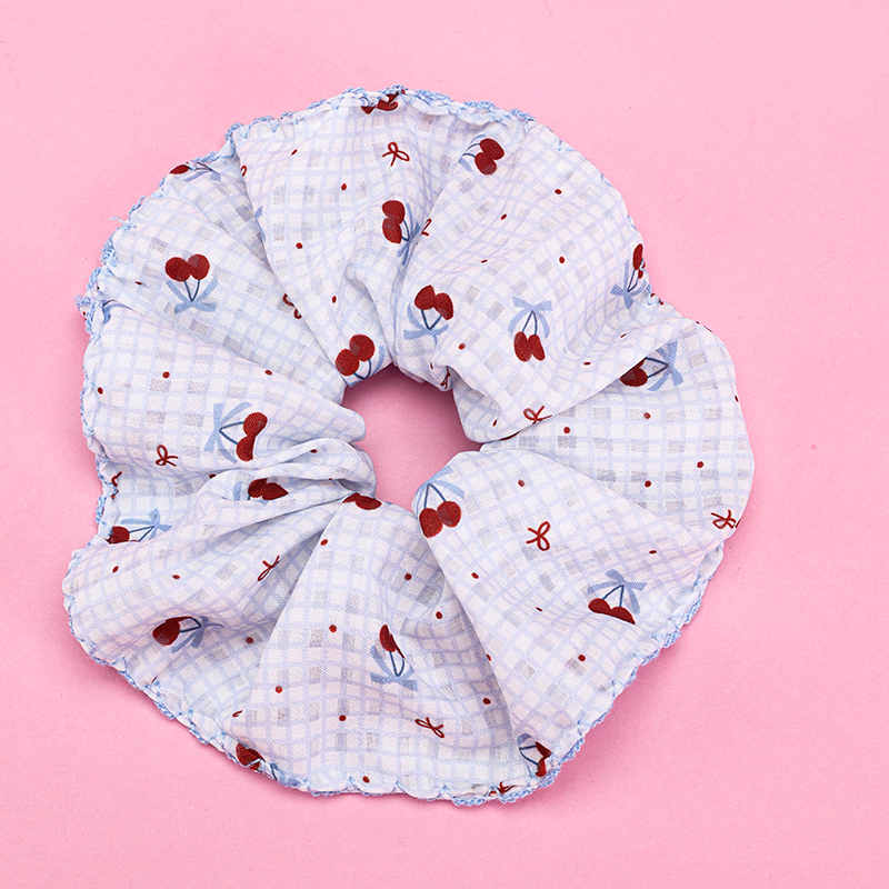 Bow Cherry Print Cloth Hair Scrunchie 4012101959