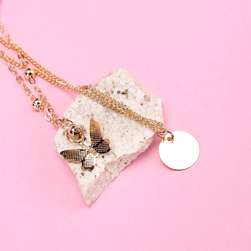 Double Butterfly Pendant Necklace