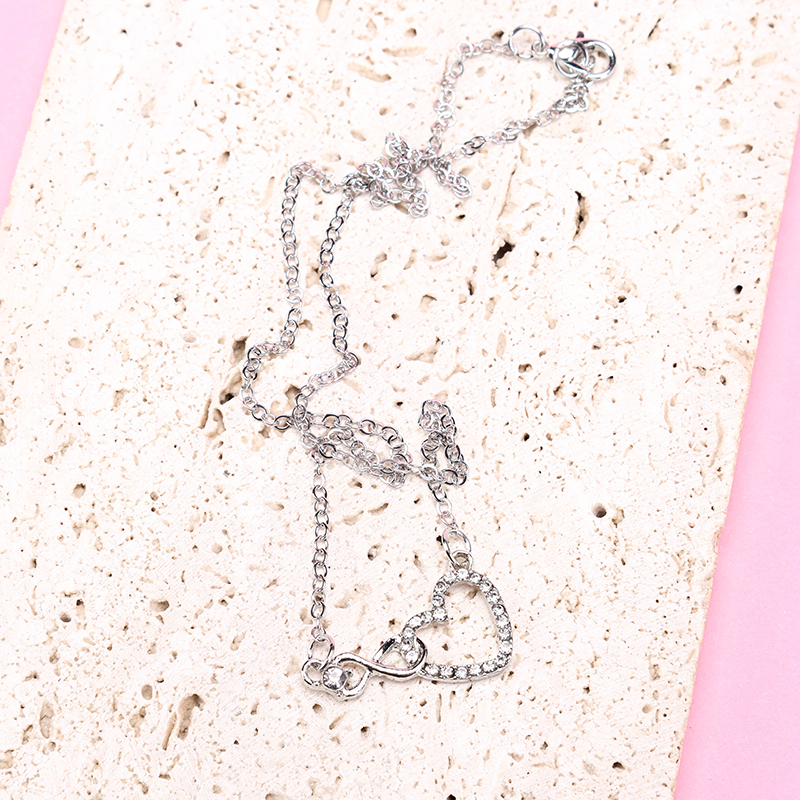 Rhinestone Heart Bow Necklace