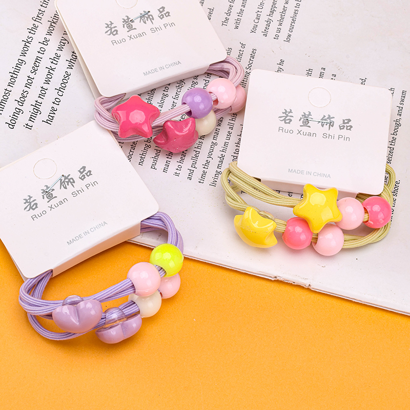 Two-in-One Colored Bead Rubber Hair Bands