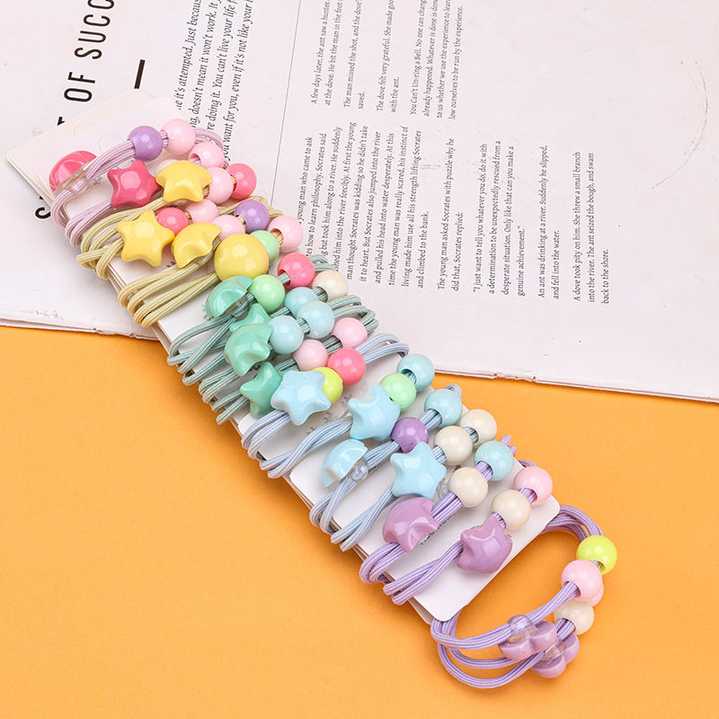 Two-in-One Colored Bead Rubber Hair Bands