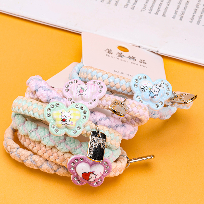 Two Tag Point Drill Braided Rubber Hair Bands