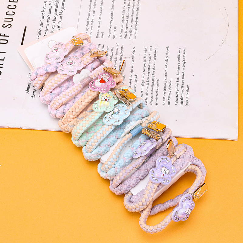 Two Tag Point Drill Braided Rubber Hair Bands