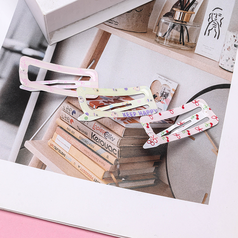 Three Square Enamel BB Hair Clips Box Alloy 4010200550
