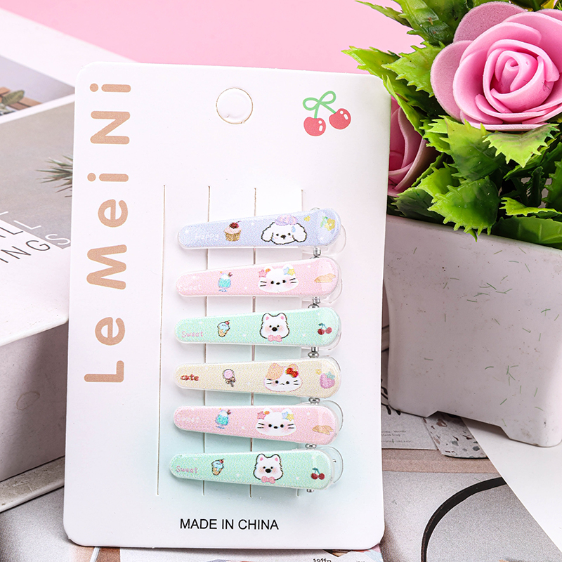 Six Cartoon Print Duckbill Hair Clip Alloy 4010402821