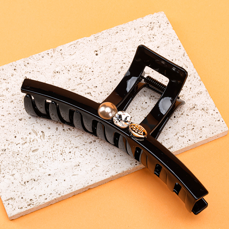 13 cm Double-Sided Crystal Black Hair Claw Clip ABS 4011801270