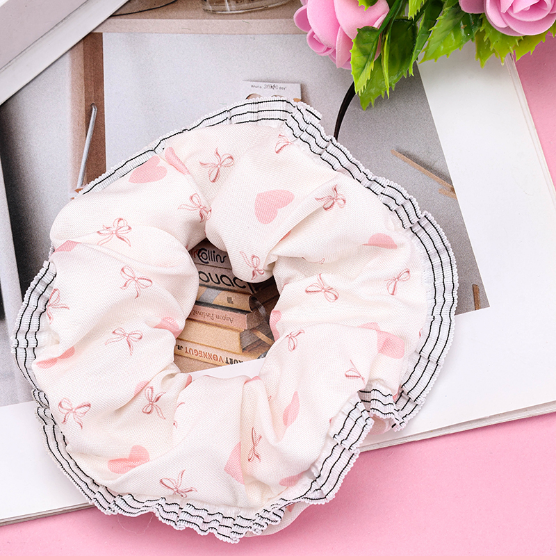 Striped Lace Synthetic Fiber Hair Scrunchie 4012101974