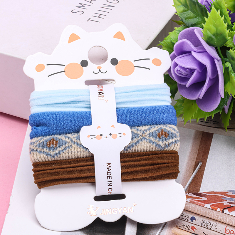 Four Colored Printed Cotton Hair Bands