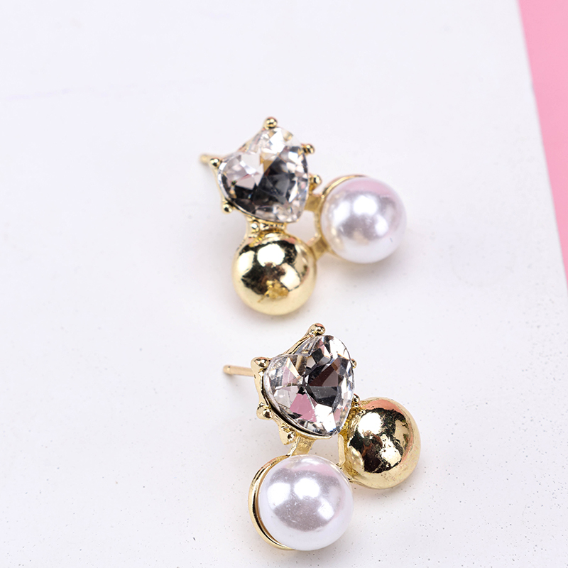 Geometric Zircon Pearl Ear Studs