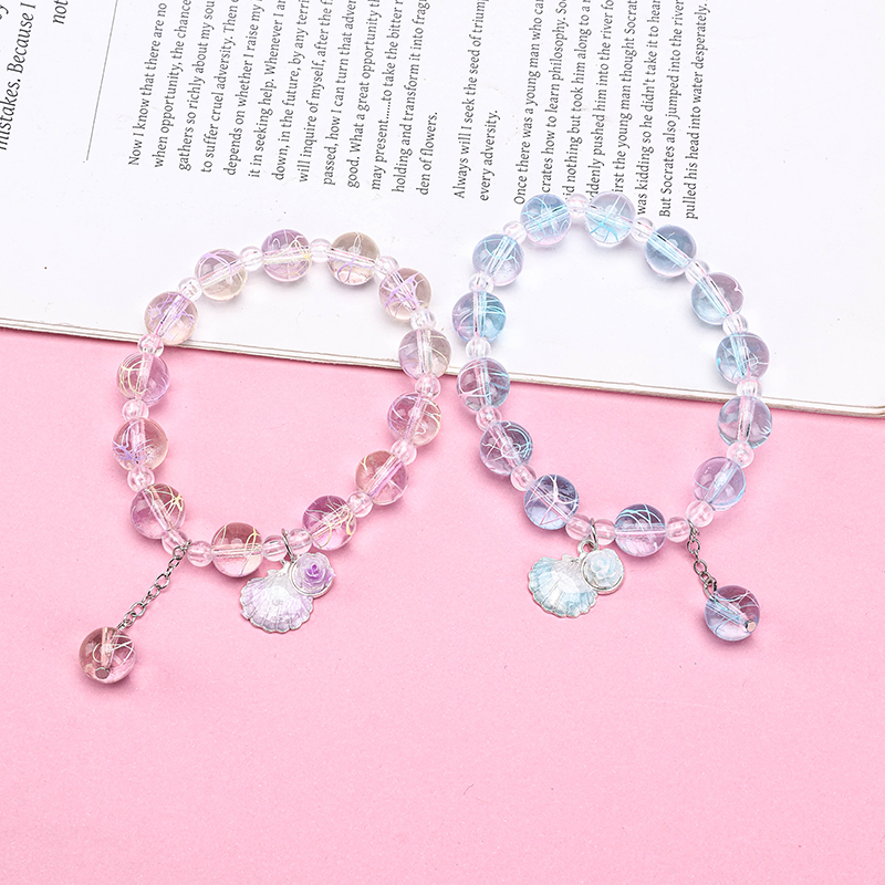 Glass Shell Flower Pendant Bracelet 4021001275
