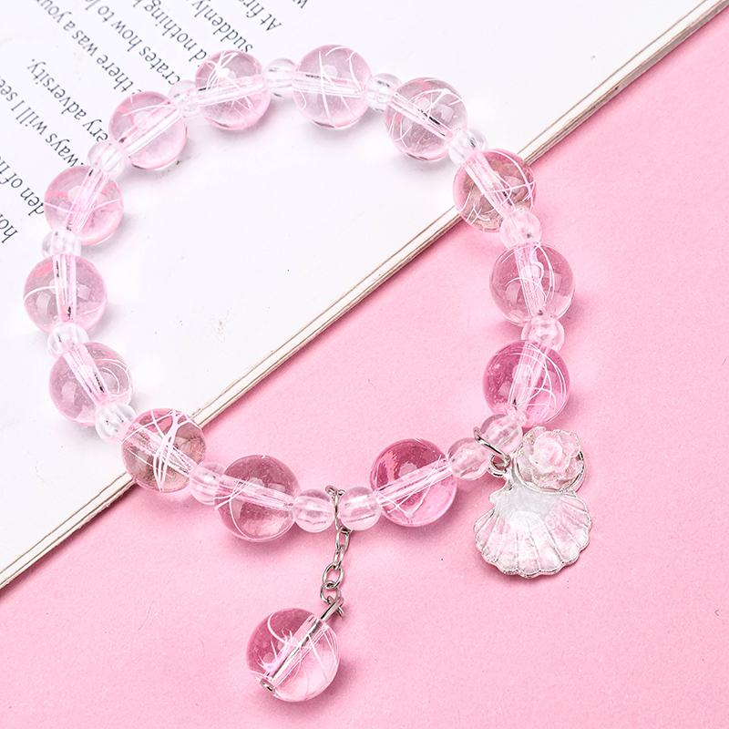 Glass Shell Flower Pendant Bracelet 4021001275