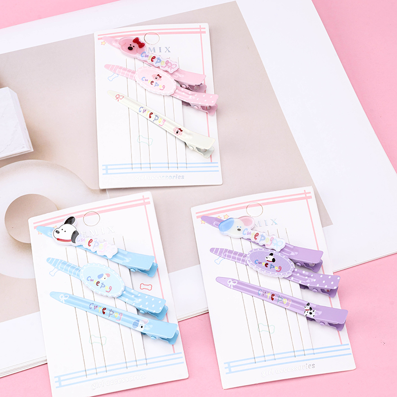 3-Piece Colorful Print Duckbill Clip