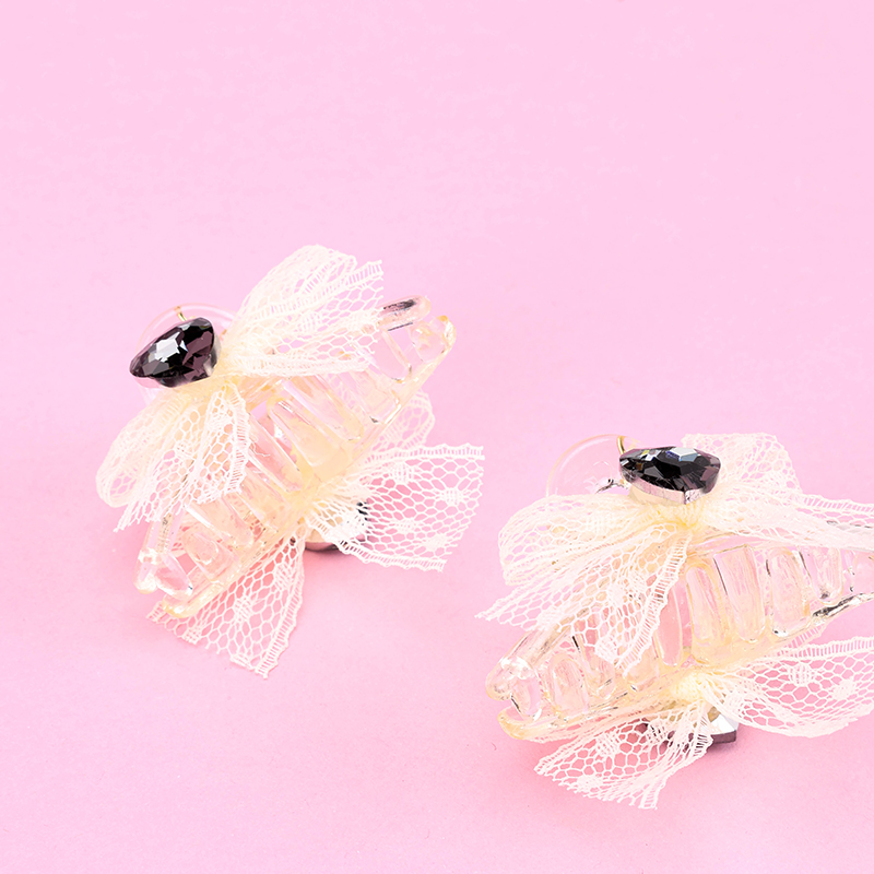 Bow Zircon Small Hair Claw Clip