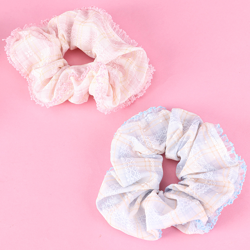 Plaid Lace Cloth Hair Scrunchie 4012101994
