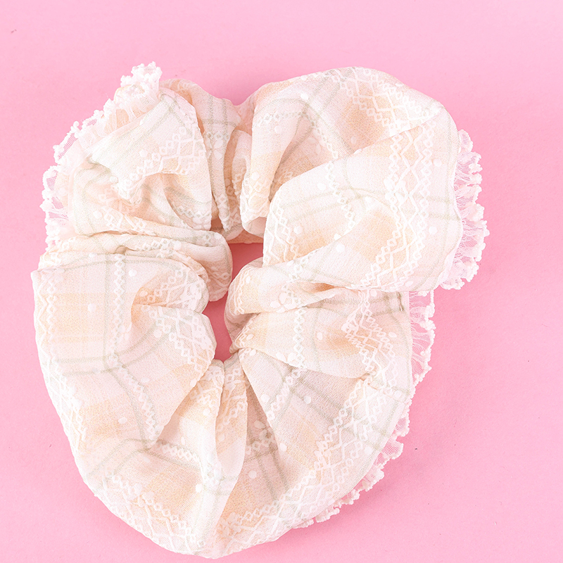Plaid Lace Cloth Hair Scrunchie 4012101994
