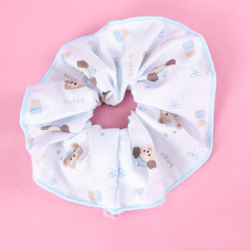 Puppy Printed Edge Colon Ring Cloth Hair Scrunchie 4012101995