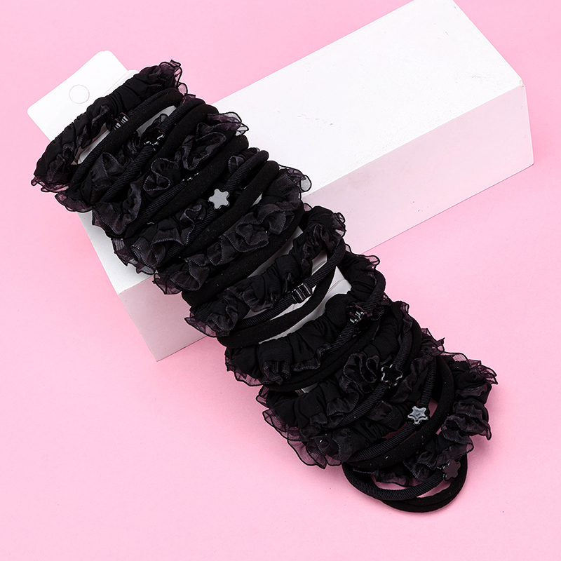 Black Yarn Edge Hair Bands 3 Pack