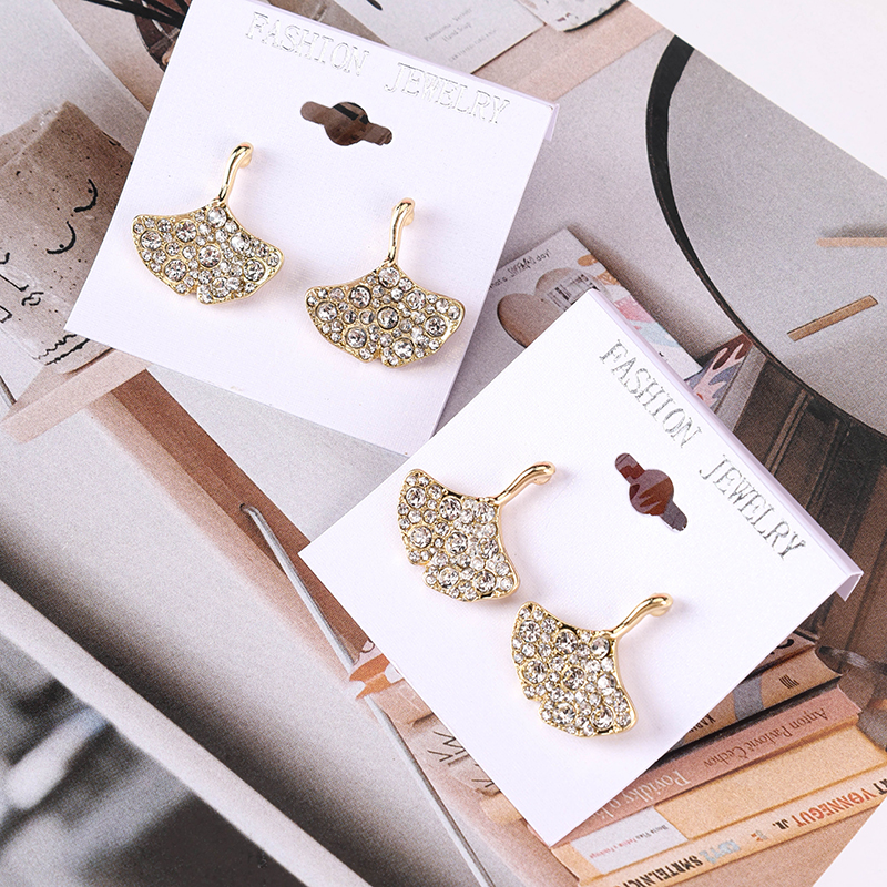 Diamond Ginkgo Leaf Ear Studs