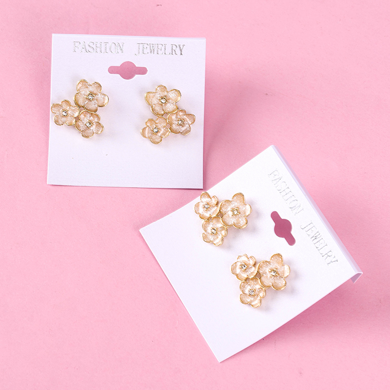 Three Enamel Flower Ear Studs