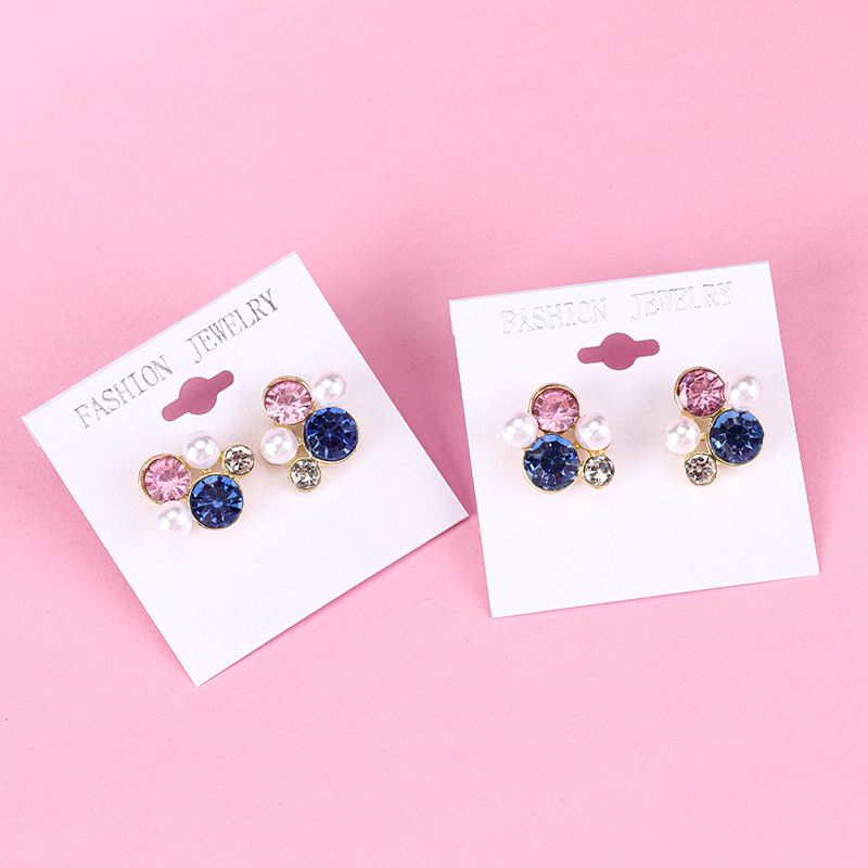 Colored Zircon Pearl Ear Studs