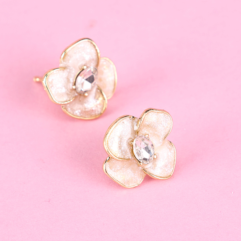 French Crystal Flower Ear Studs