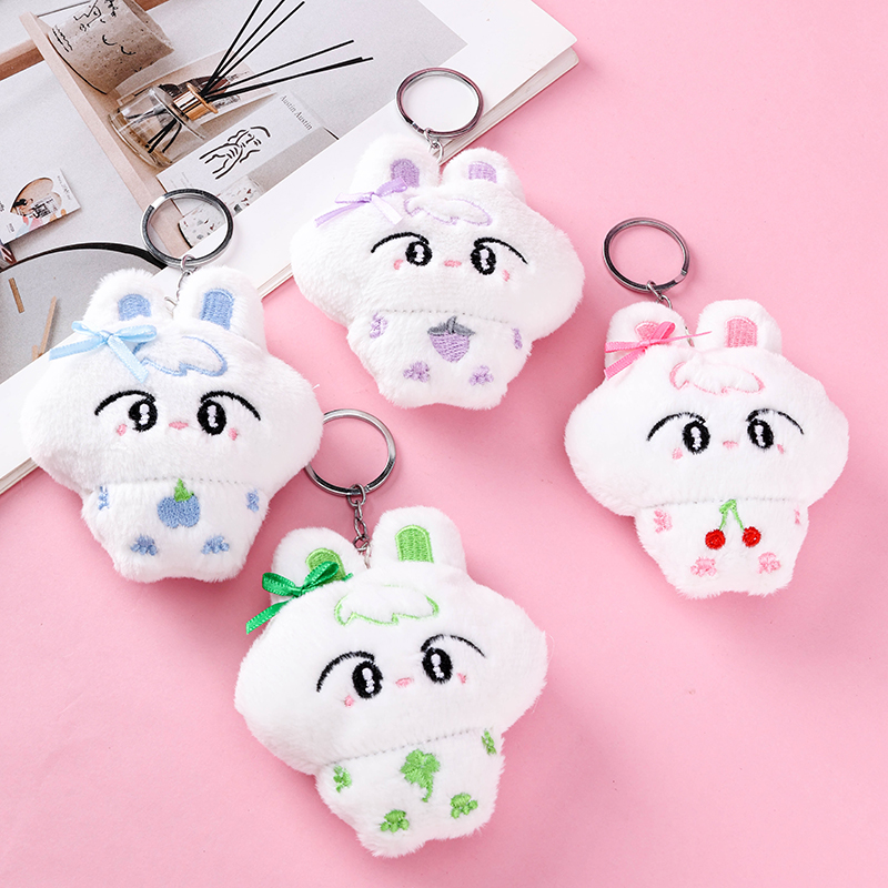 Embroidered Fruit Rabbit Plush Bag Charm