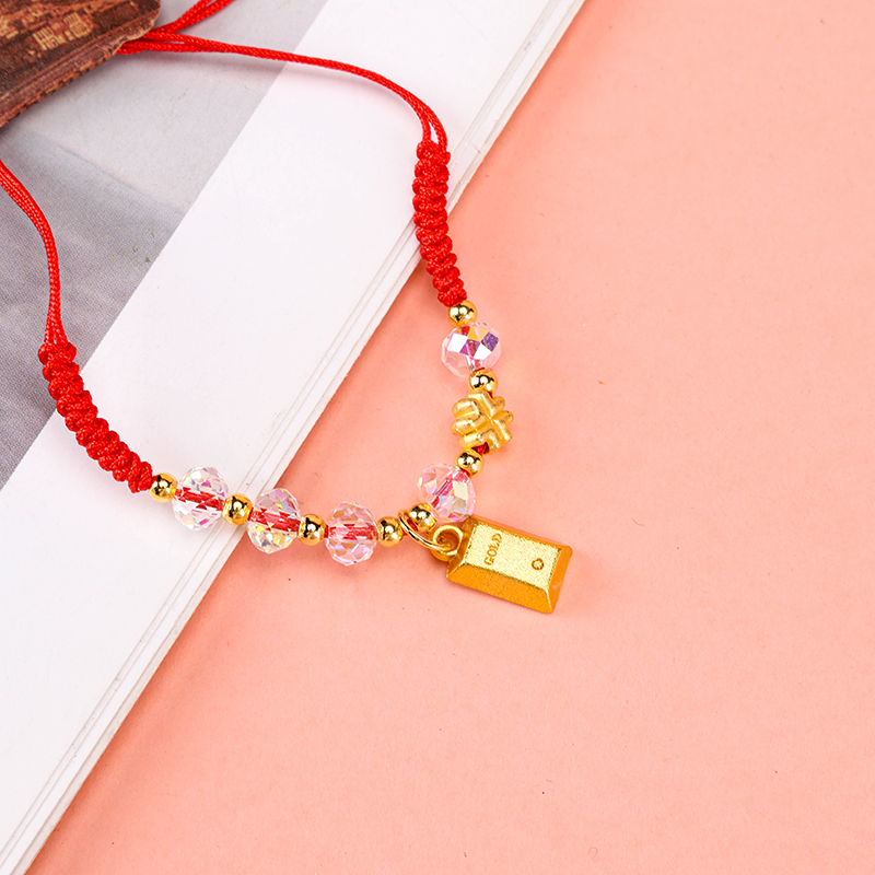 Gold Blessing Pendant Red Rope Bracelet Alloy 4021001284